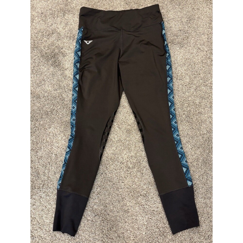 TuffRider Artemis EquiCool Riding Tights Womens Large Charcoal/Print Horse Train